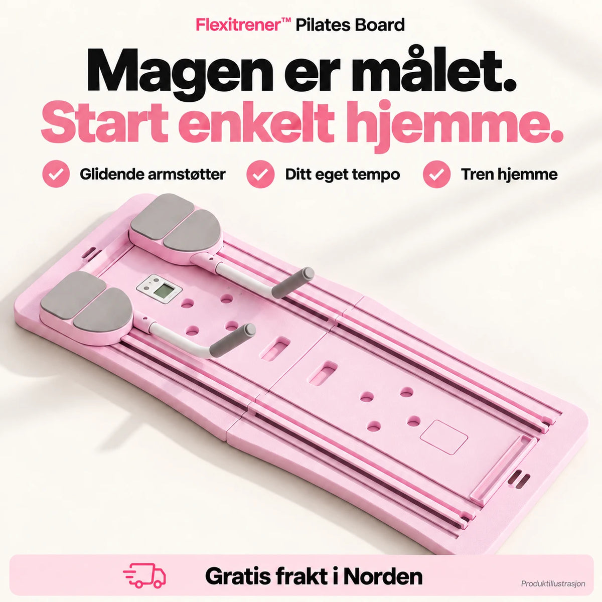 Flexitrener Pilates Board. Magen er målet. Start enkelt hjemme.
